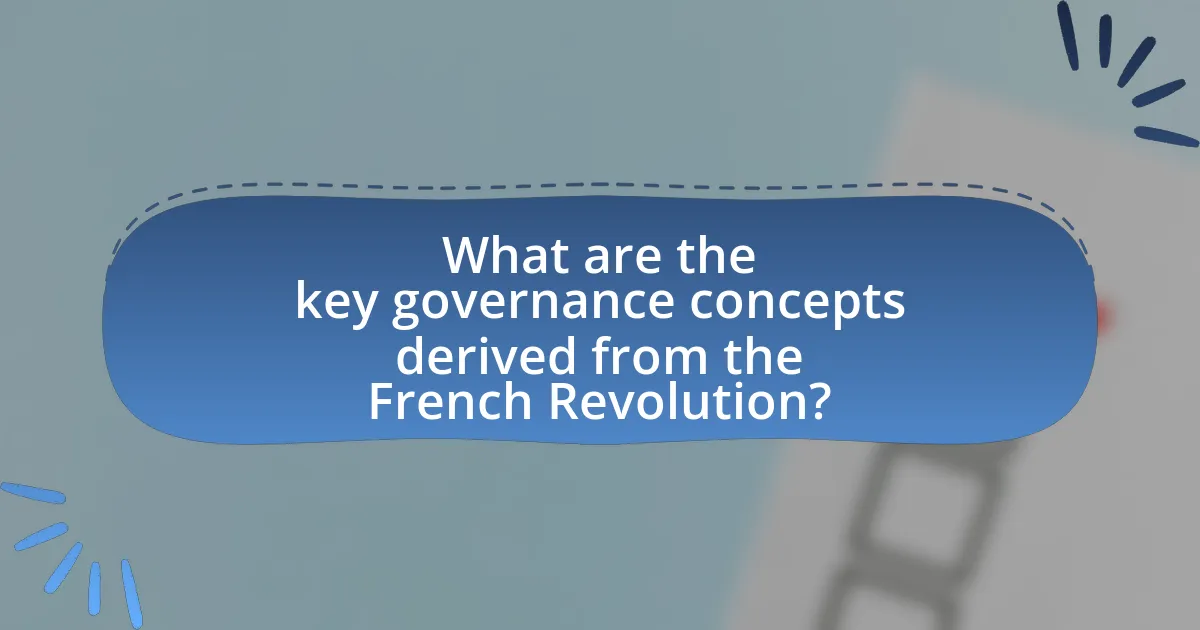 What are the key governance concepts derived from the French Revolution?