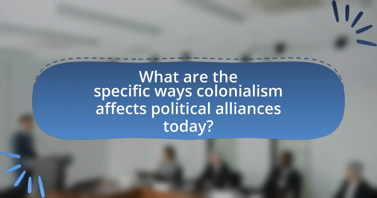 What are the specific ways colonialism affects political alliances today?