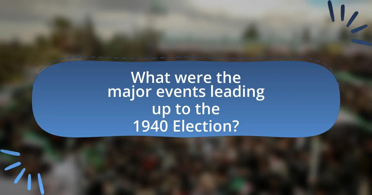 What were the major events leading up to the 1940 Election?